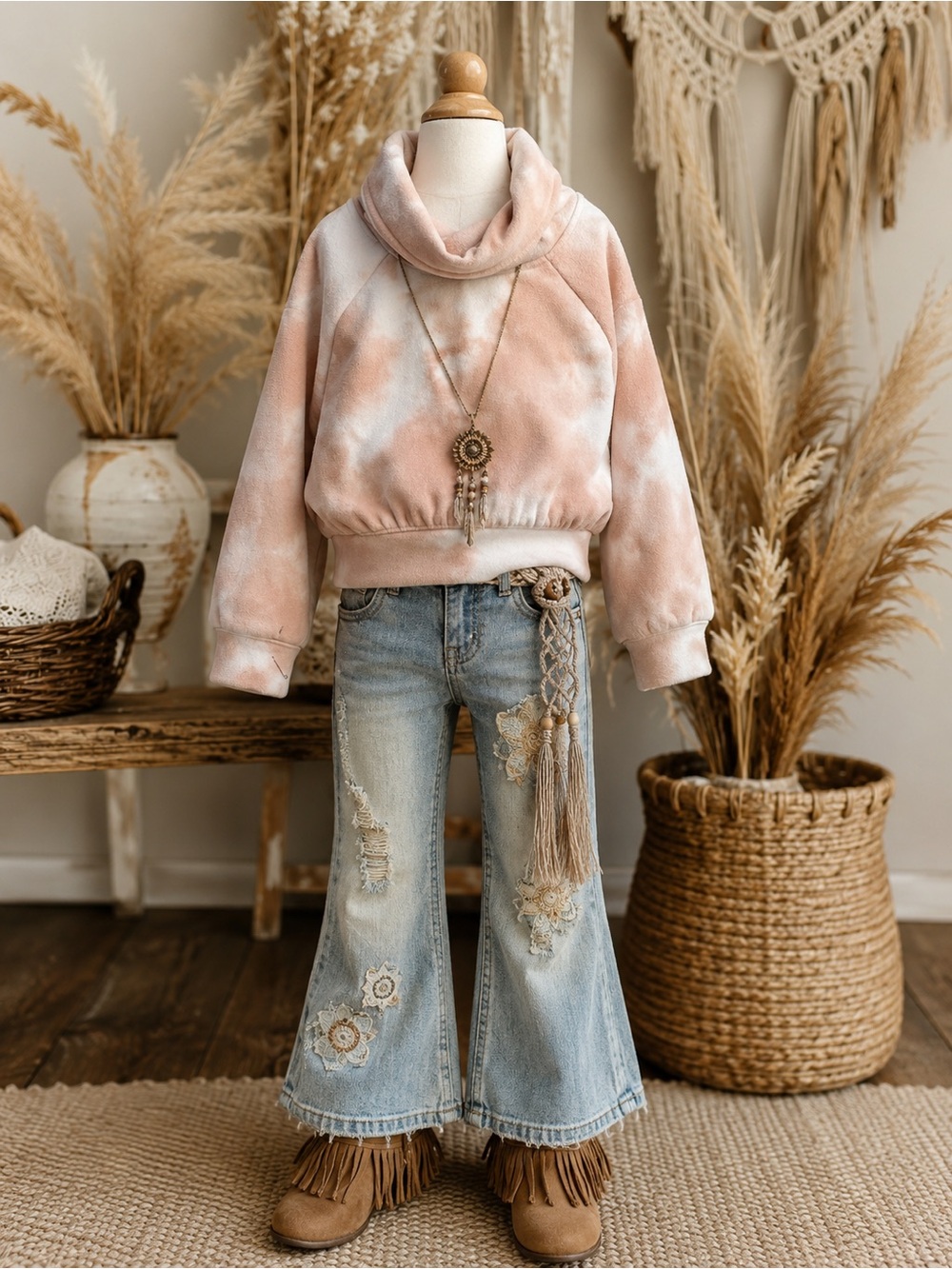 Girls Go-Warm Pink Tie-Dye‎ Fleece Cowl Neck Sweatshirt Girls Size M (8)
